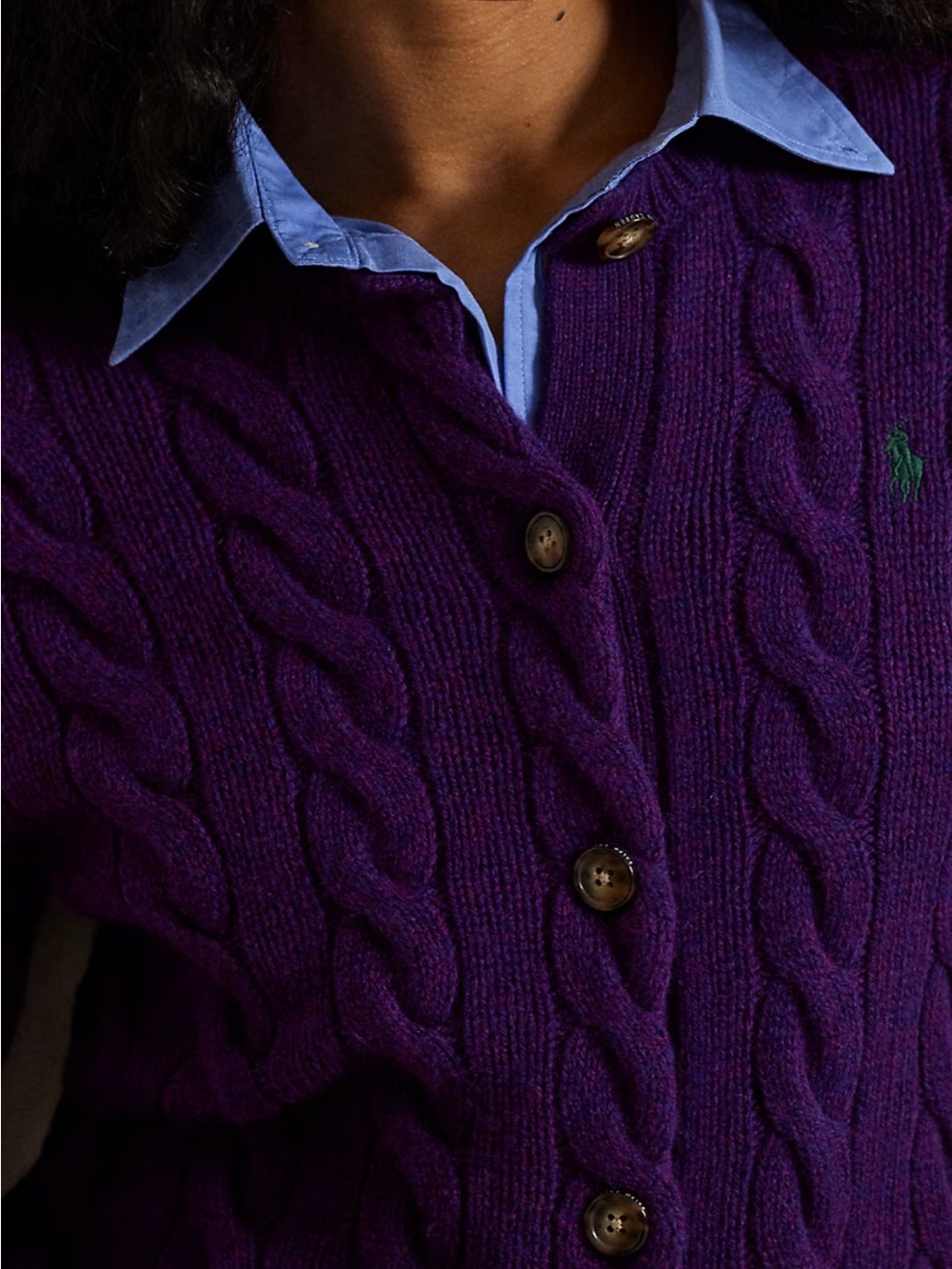 Polo Ralph Lauren Cable Knit Wool Cashmere Blend Cardigan - Picture 2 of 6